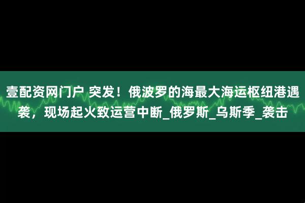 壹配资网门户 突发！俄波罗的海最大海运枢纽港遇袭，现场起火致运营中断_俄罗斯_乌斯季_袭击
